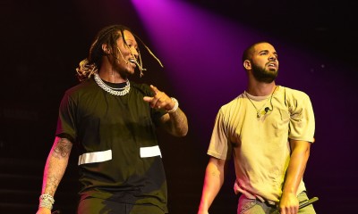 ATLANTA, GA - JUNE 20:  Future and Drake perform onstage at Hot 107.9 Birthday Bash Block Show at Phillips Arena on June 20, 2015 in Atlanta, Georgia.  (Photo by Paras Griffin/Getty Images)